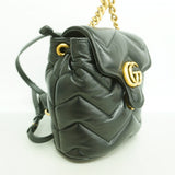 【6gd4797-k】グッチ リュック・デイパック GGマーモント 777253 レザー ブラック ゴールド金具【中古】レディース