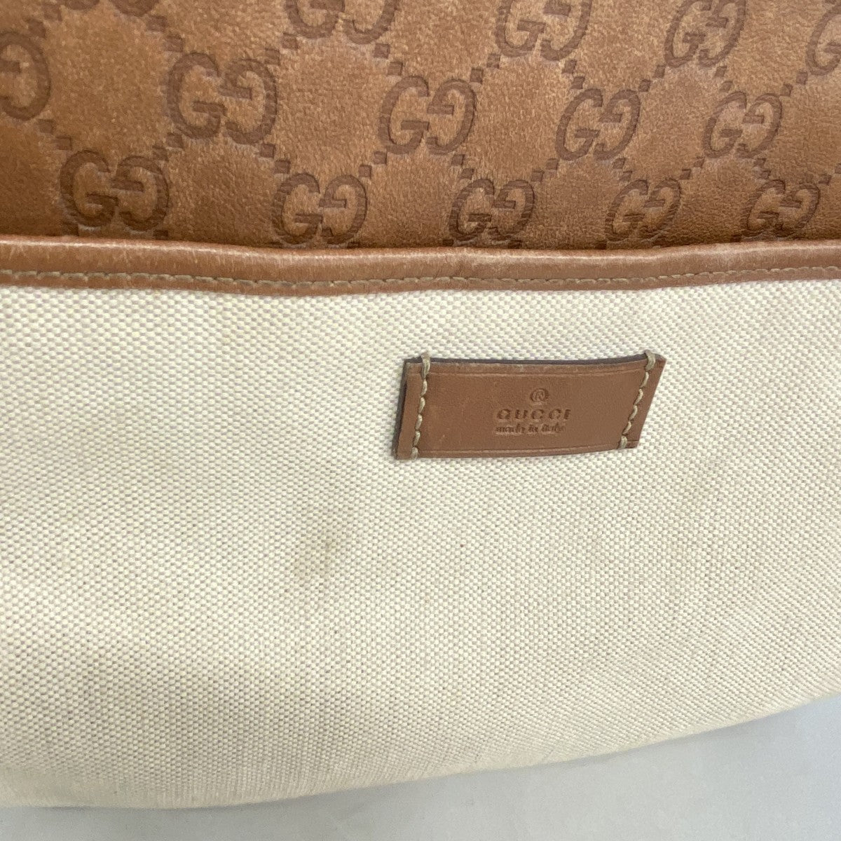 【6gd4805-k】グッチ ショルダーバッグ グッチシマ 161822 キャンバス レザー ブラウン ベージュ シャンパンゴールド金具【中古】レディース