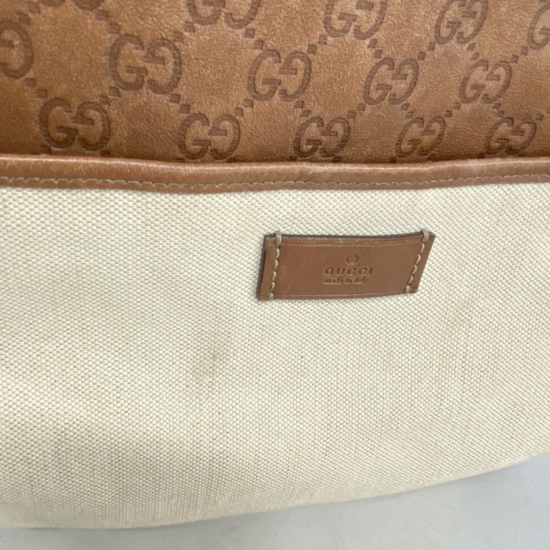 【6gd4805-k】グッチ ショルダーバッグ グッチシマ 161822 キャンバス レザー ブラウン ベージュ シャンパンゴールド金具【中古】レディース