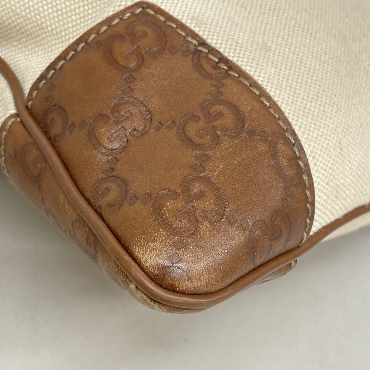【6gd4805-k】グッチ ショルダーバッグ グッチシマ 161822 キャンバス レザー ブラウン ベージュ シャンパンゴールド金具【中古】レディース