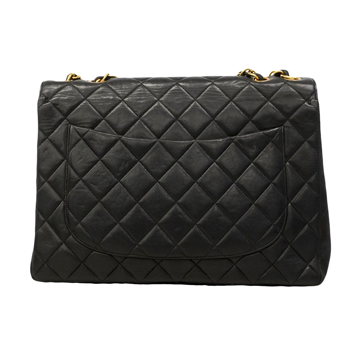 【6gd4815】シャネル ショルダーバッグ マトラッセ Wチェーン ラムスキン ブラック ゴールド金具【中古】レディース