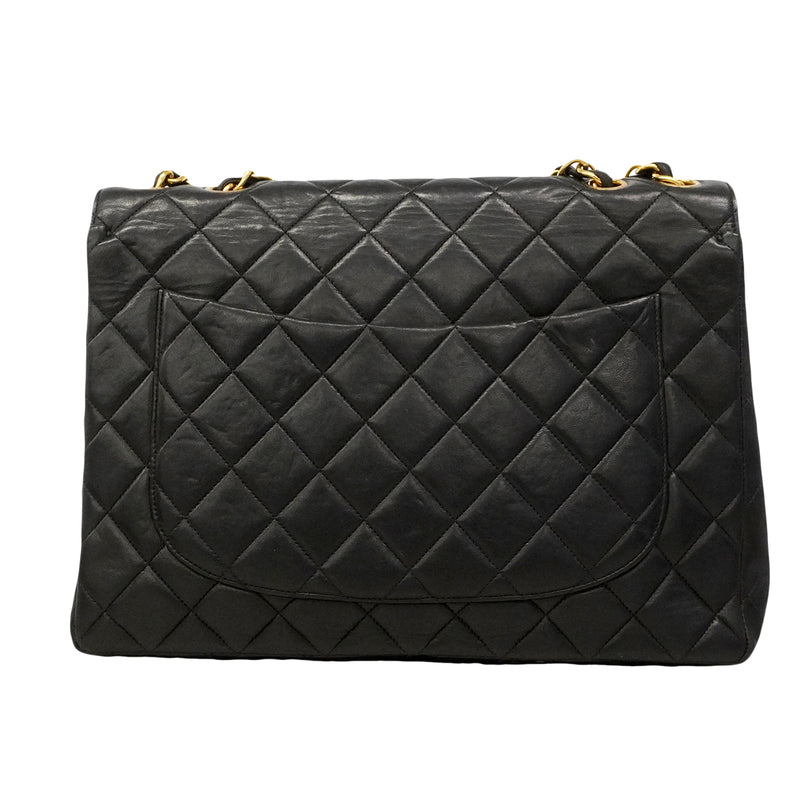 【6gd4815】シャネル ショルダーバッグ マトラッセ Wチェーン ラムスキン ブラック ゴールド金具【中古】レディース