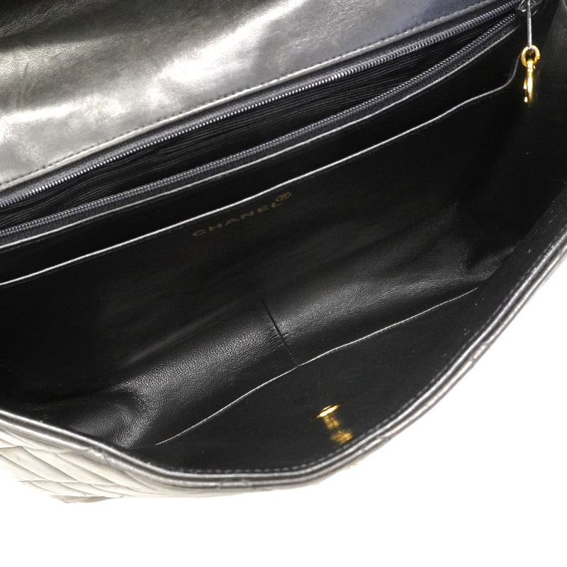 【6gd4815】シャネル ショルダーバッグ マトラッセ Wチェーン ラムスキン ブラック ゴールド金具【中古】レディース
