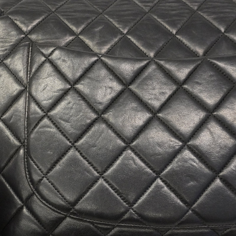 【6gd4815】シャネル ショルダーバッグ マトラッセ Wチェーン ラムスキン ブラック ゴールド金具【中古】レディース