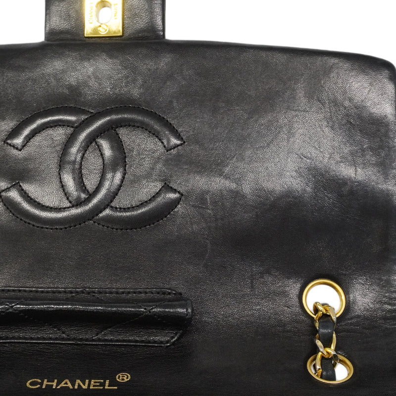【6gd4816】シャネル ショルダーバッグ マトラッセ Wチェーン ラムスキン ブラック ゴールド金具【中古】レディース