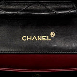 【6gd4816】シャネル ショルダーバッグ マトラッセ Wチェーン ラムスキン ブラック ゴールド金具【中古】レディース