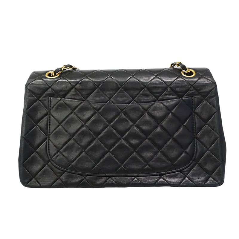 【6gd4816】シャネル ショルダーバッグ マトラッセ Wチェーン ラムスキン ブラック ゴールド金具【中古】レディース