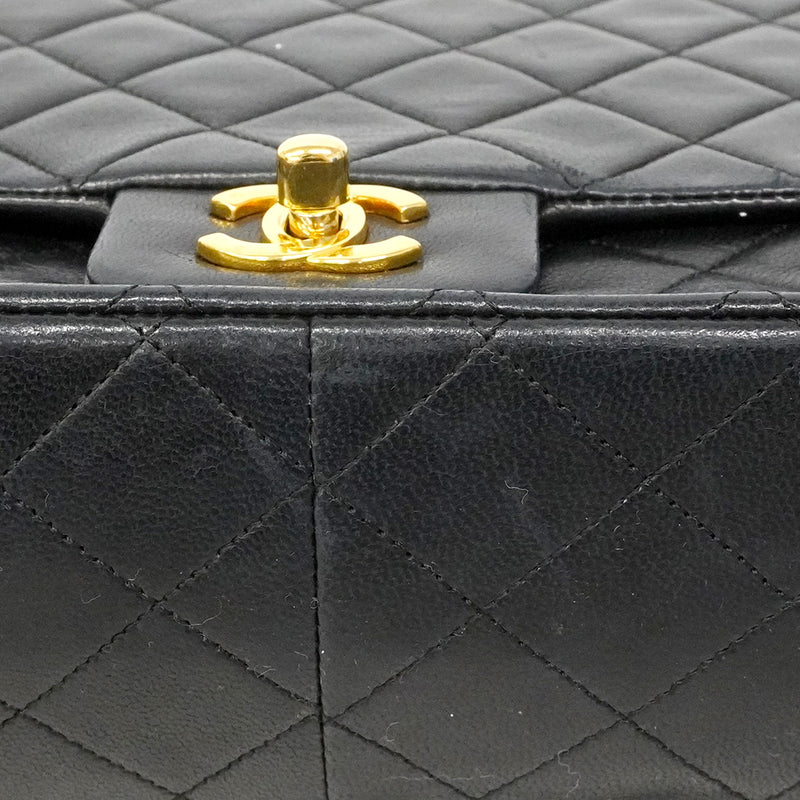 【6gd4816】シャネル ショルダーバッグ マトラッセ Wチェーン ラムスキン ブラック ゴールド金具【中古】レディース