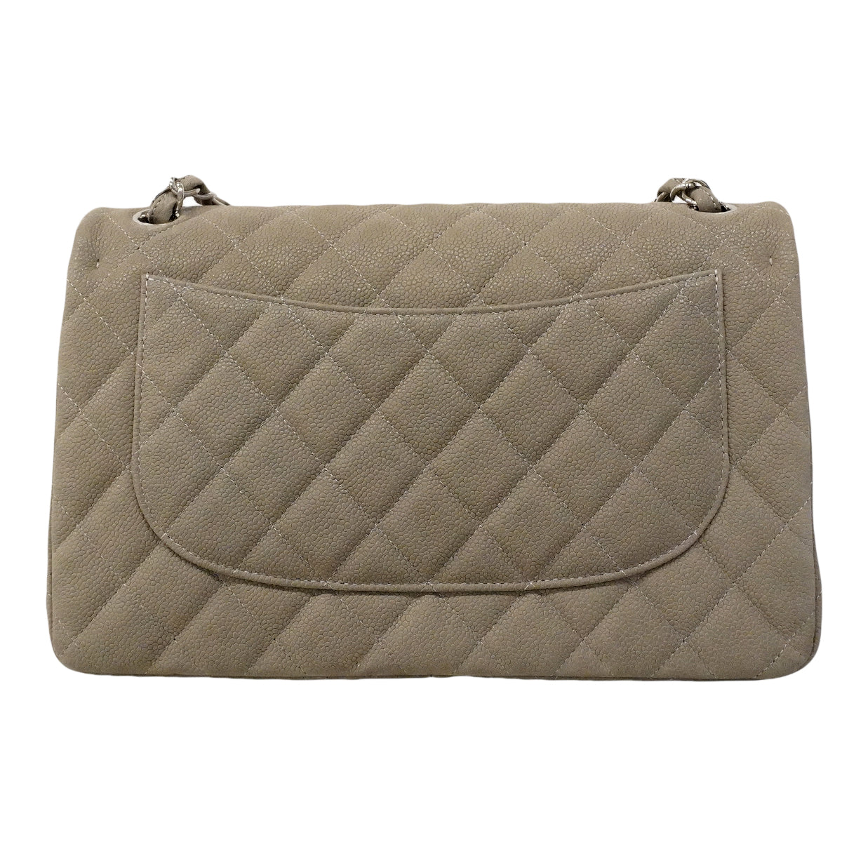 【6gd4817】シャネル ショルダーバッグ デカマトラッセ Wフラップ Wチェーン キャビアスキン グレー シルバー金具【中古】レディース