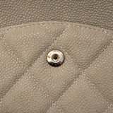【6gd4817】シャネル ショルダーバッグ デカマトラッセ Wフラップ Wチェーン キャビアスキン グレー シルバー金具【中古】レディース