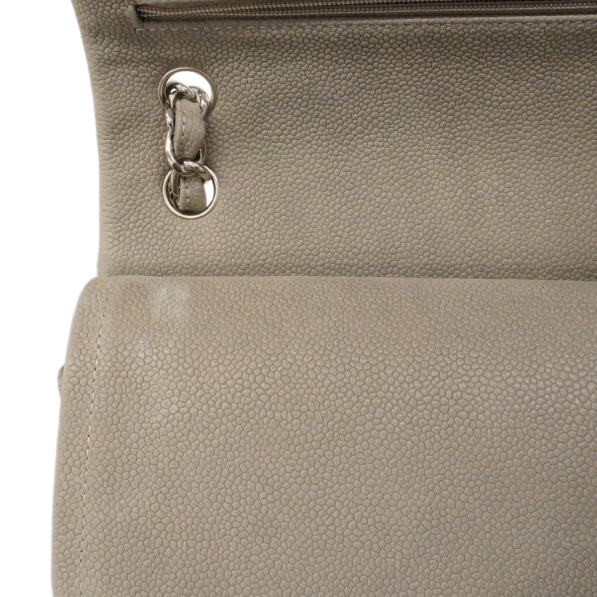 【6gd4817】シャネル ショルダーバッグ デカマトラッセ Wフラップ Wチェーン キャビアスキン グレー シルバー金具【中古】レディース
