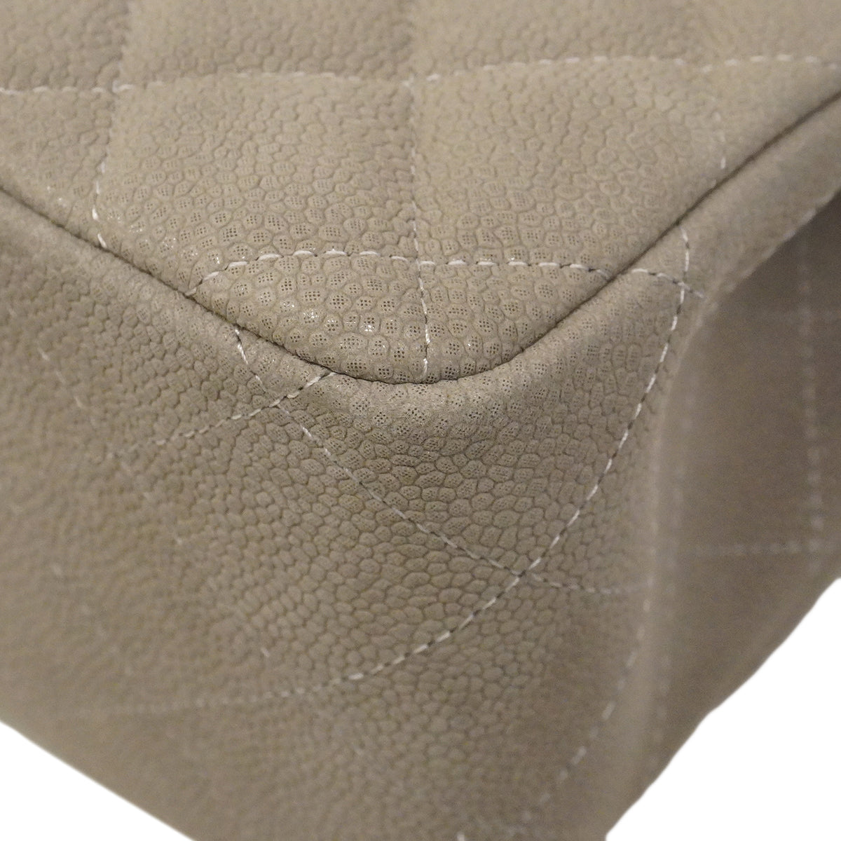 【6gd4817】シャネル ショルダーバッグ デカマトラッセ Wフラップ Wチェーン キャビアスキン グレー シルバー金具【中古】レディース