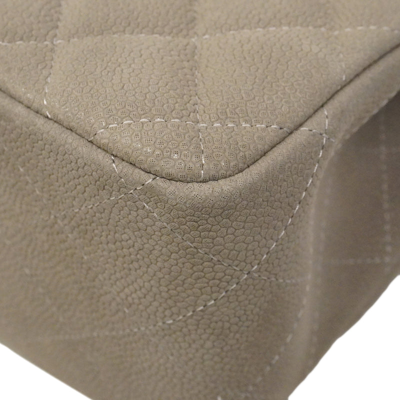 【6gd4817】シャネル ショルダーバッグ デカマトラッセ Wフラップ Wチェーン キャビアスキン グレー シルバー金具【中古】レディース