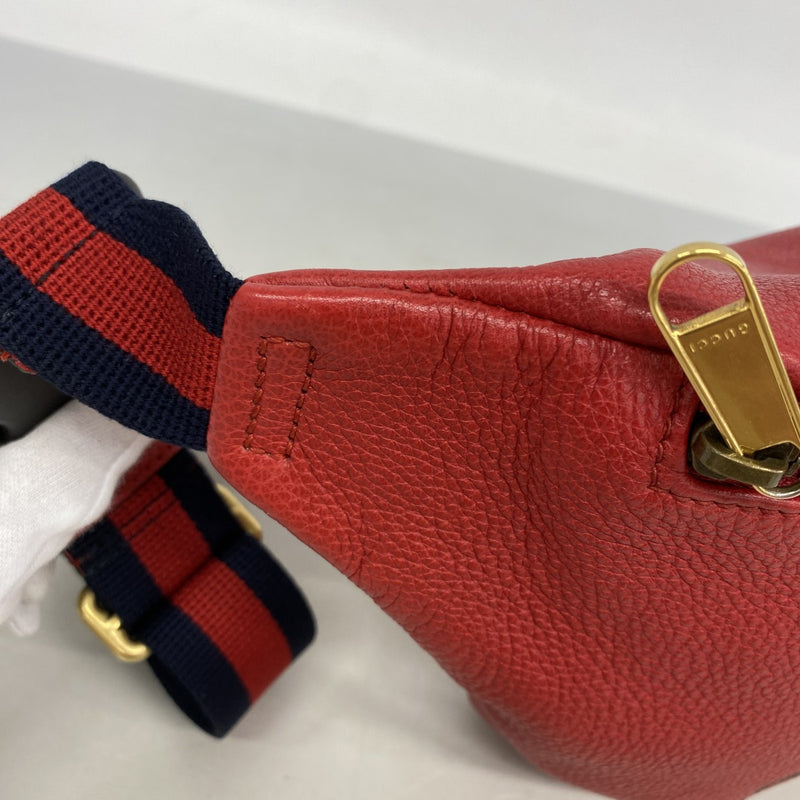 【6gd4825-k】グッチ ウエストバッグ 530412 レザー レッド ゴールド金具【中古】メンズ