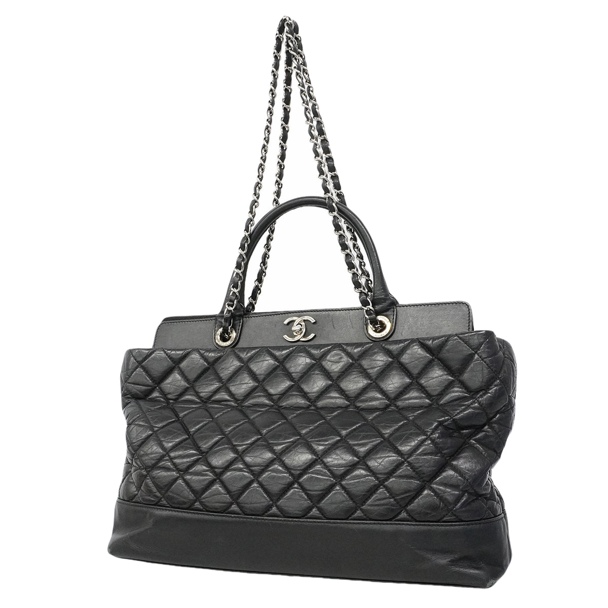 【6gd4843】シャネル ハンドバッグ マトラッセ チェーンショルダー ポートベロー レザー ブラック シルバー金具 2wayバッグ【中古】レディース