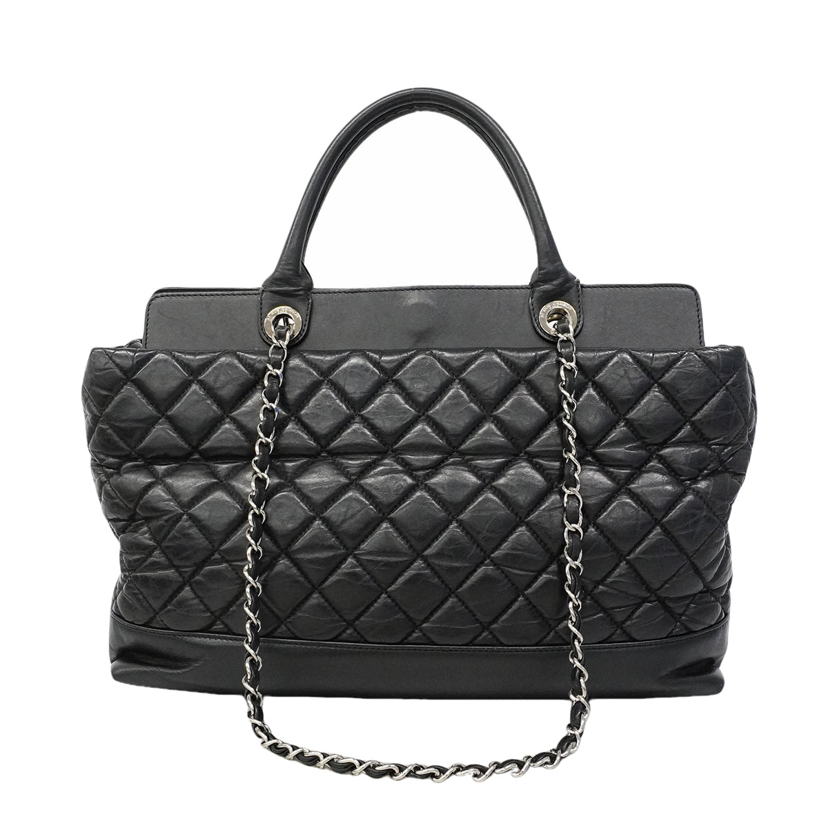 【6gd4843】シャネル ハンドバッグ マトラッセ チェーンショルダー ポートベロー レザー ブラック シルバー金具 2wayバッグ【中古】レディース