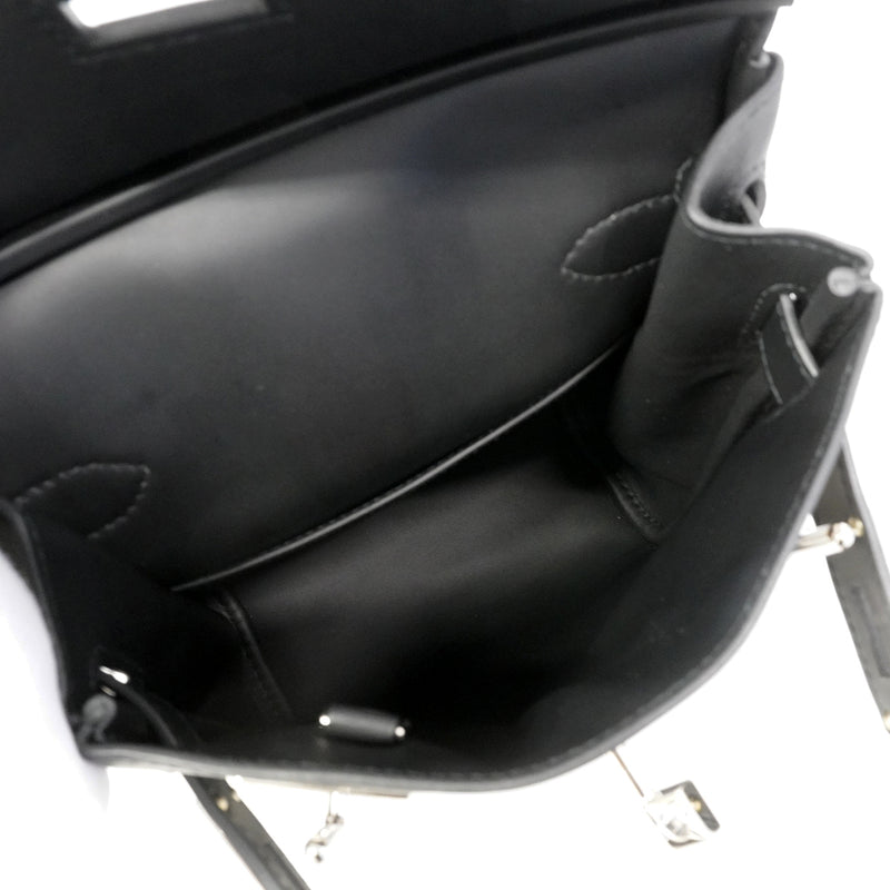 【6gd4844】エルメス ボディバッグ ケリーアッカドPM スイフト トワルオフィシエ ブラック シルバー金具 K刻印【中古】メンズ