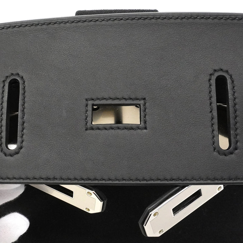 【6gd4844】エルメス ボディバッグ ケリーアッカドPM スイフト トワルオフィシエ ブラック シルバー金具 K刻印【中古】メンズ