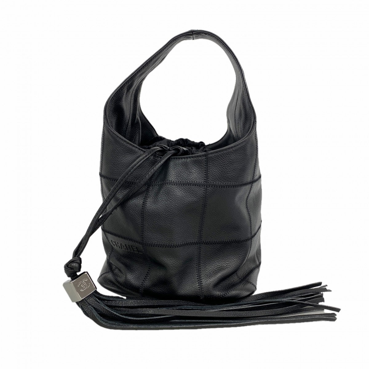 【6gd4846】シャネル ハンドバッグ チョコバー キャビアスキン ブラック シルバー金具【中古】レディース