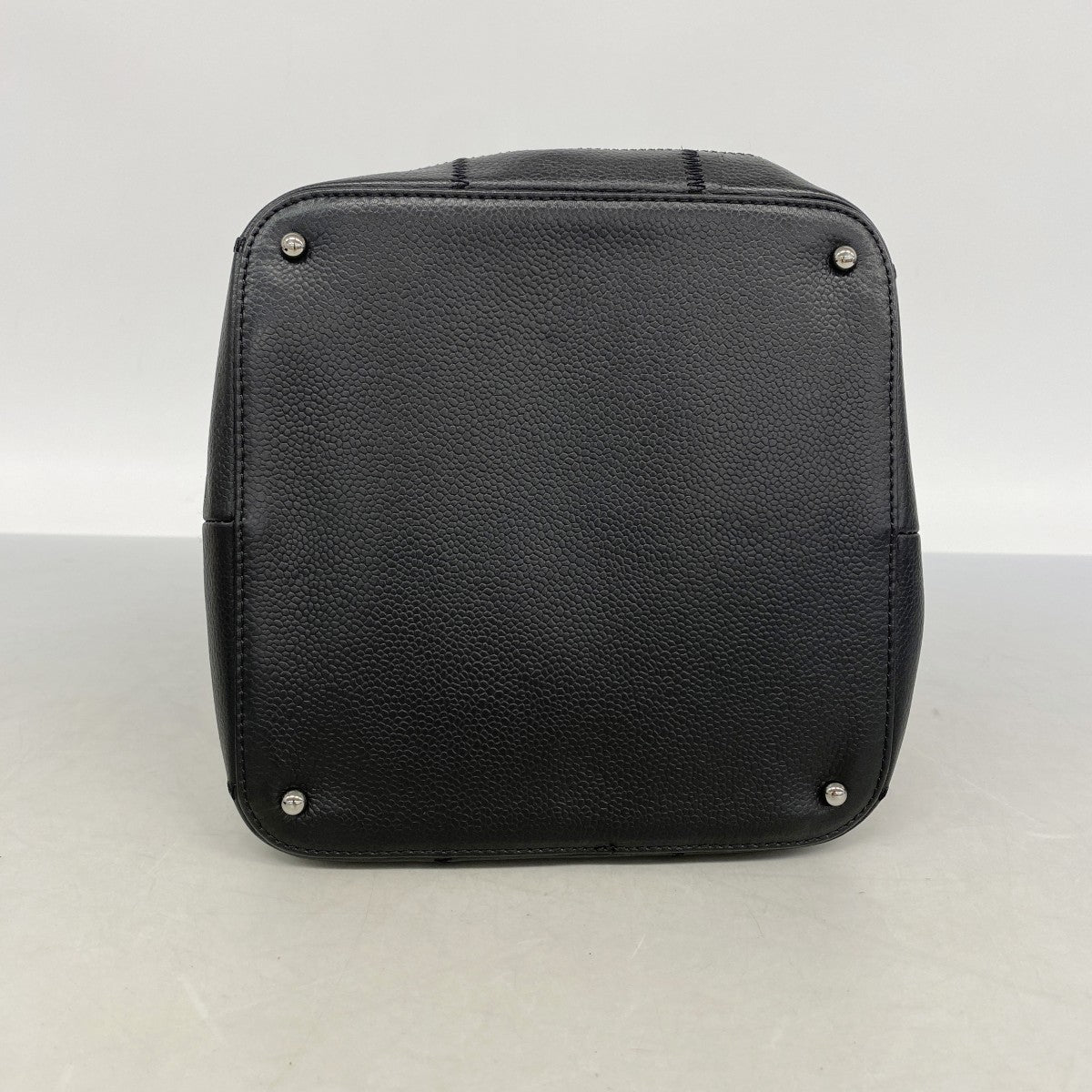【6gd4846】シャネル ハンドバッグ チョコバー キャビアスキン ブラック シルバー金具【中古】レディース