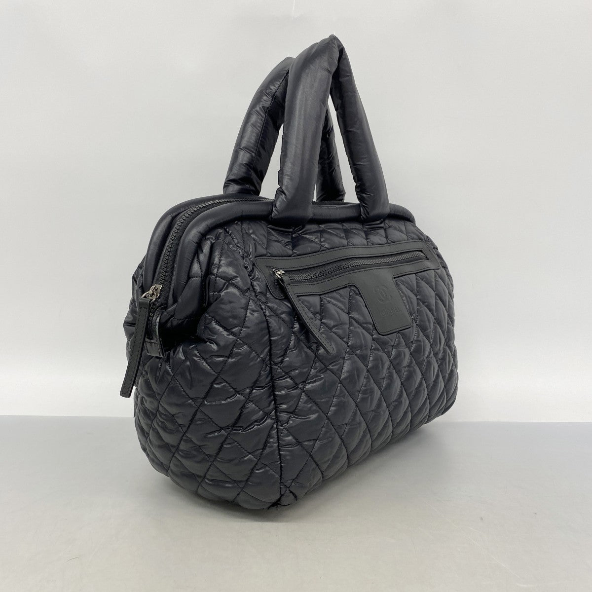 【6gd4847】シャネル ハンドバッグ コココクーン ナイロン ブラック シルバー金具【中古】レディース