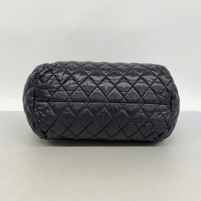 【6gd4847】シャネル ハンドバッグ コココクーン ナイロン ブラック シルバー金具【中古】レディース