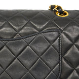 【6gd4853】シャネル ショルダーバッグ マトラッセ Wフラップ Wチェーン ラムスキン ブラック ゴールド金具【中古】レディース