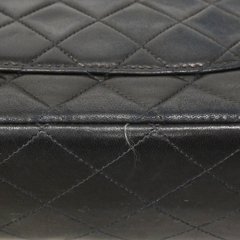 【6gd4853】シャネル ショルダーバッグ マトラッセ Wフラップ Wチェーン ラムスキン ブラック ゴールド金具【中古】レディース