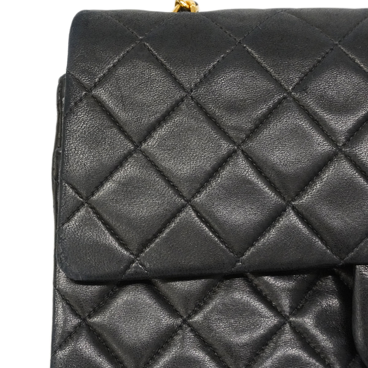 【6gd4853】シャネル ショルダーバッグ マトラッセ Wフラップ Wチェーン ラムスキン ブラック ゴールド金具【中古】レディース