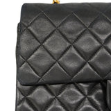 【6gd4853】シャネル ショルダーバッグ マトラッセ Wフラップ Wチェーン ラムスキン ブラック ゴールド金具【中古】レディース