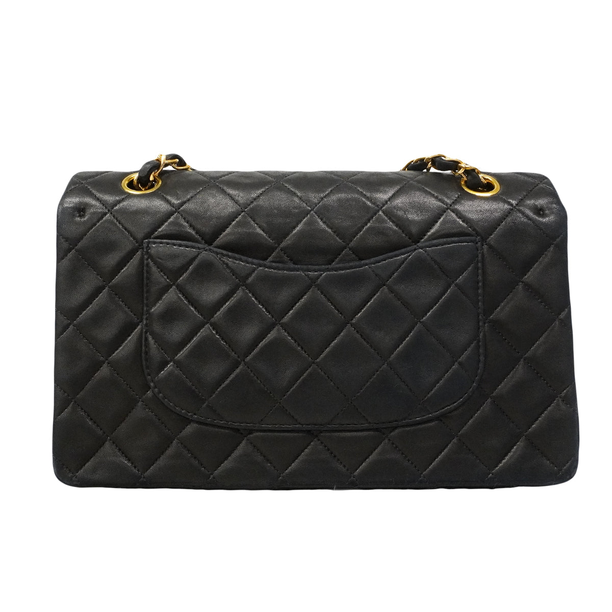 【6gd4853】シャネル ショルダーバッグ マトラッセ Wフラップ Wチェーン ラムスキン ブラック ゴールド金具【中古】レディース