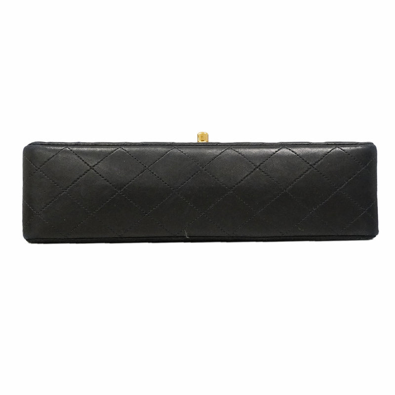 【6gd4853】シャネル ショルダーバッグ マトラッセ Wフラップ Wチェーン ラムスキン ブラック ゴールド金具【中古】レディース