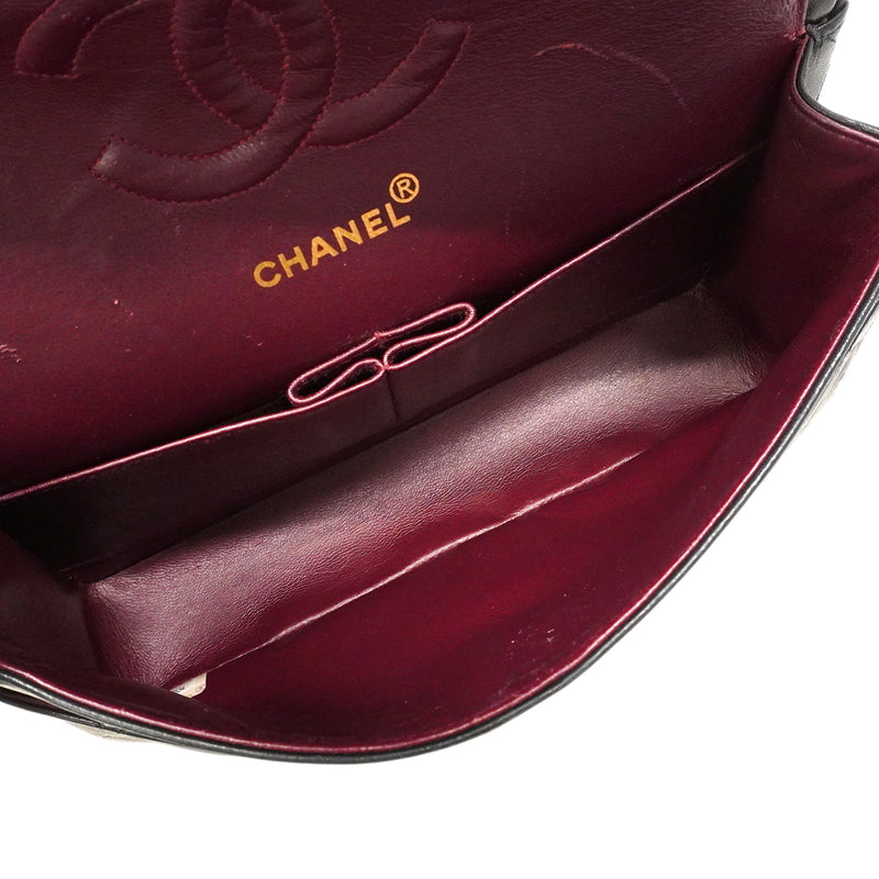 【6gd4853】シャネル ショルダーバッグ マトラッセ Wフラップ Wチェーン ラムスキン ブラック ゴールド金具【中古】レディース
