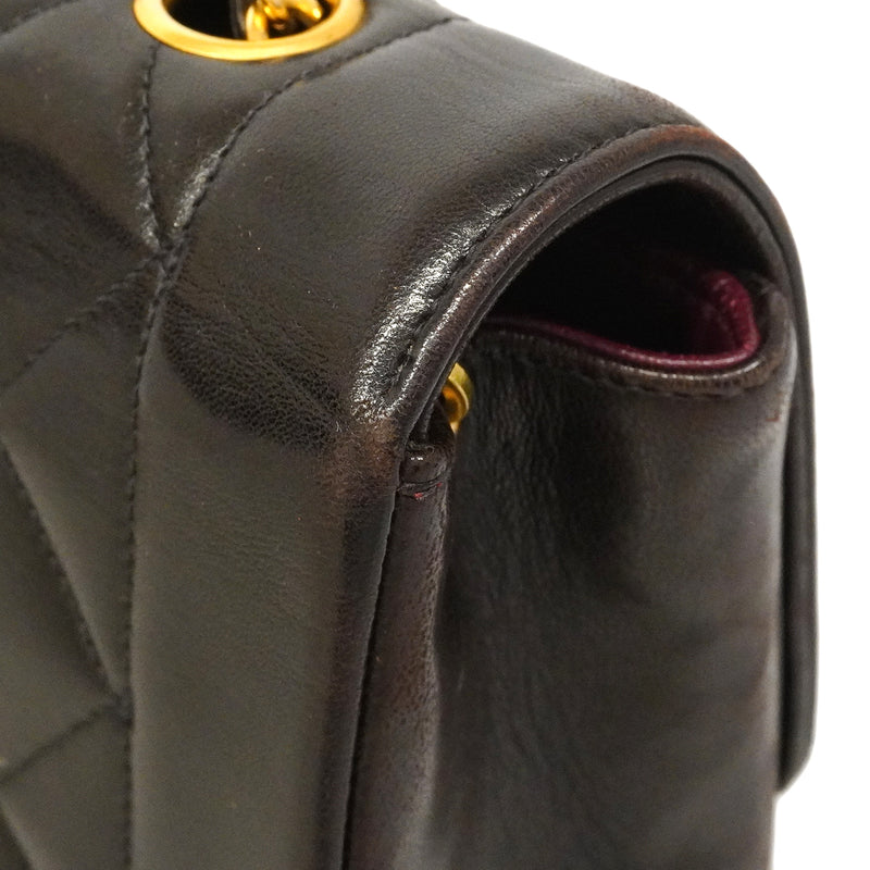 【6gd4854】シャネル ショルダーバッグ ダイアナ チェーンショルダー ラムスキン ブラック ゴールド金具【中古】レディース