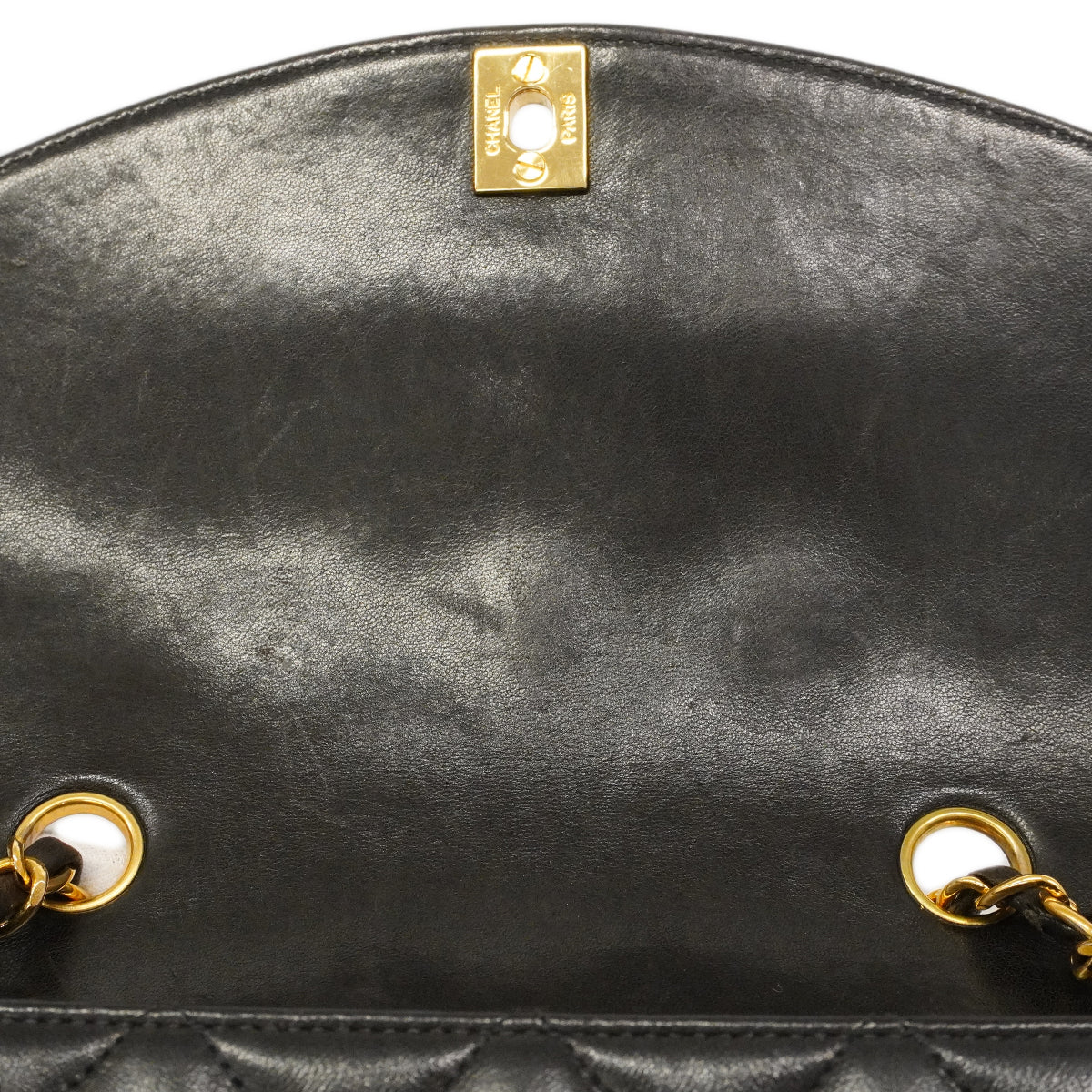 【6gd4854】シャネル ショルダーバッグ ダイアナ チェーンショルダー ラムスキン ブラック ゴールド金具【中古】レディース