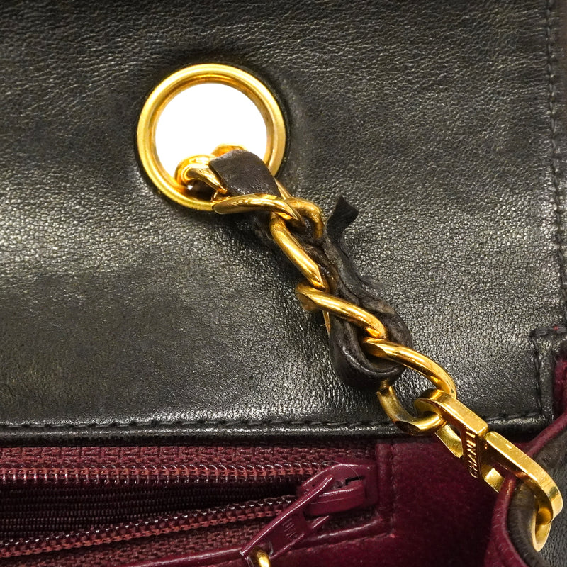 【6gd4854】シャネル ショルダーバッグ ダイアナ チェーンショルダー ラムスキン ブラック ゴールド金具【中古】レディース