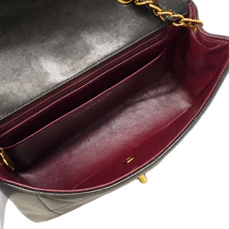 【6gd4854】シャネル ショルダーバッグ ダイアナ チェーンショルダー ラムスキン ブラック ゴールド金具【中古】レディース