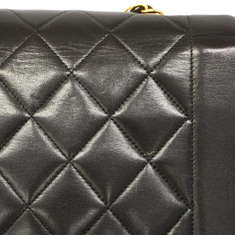 【6gd4854】シャネル ショルダーバッグ ダイアナ チェーンショルダー ラムスキン ブラック ゴールド金具【中古】レディース