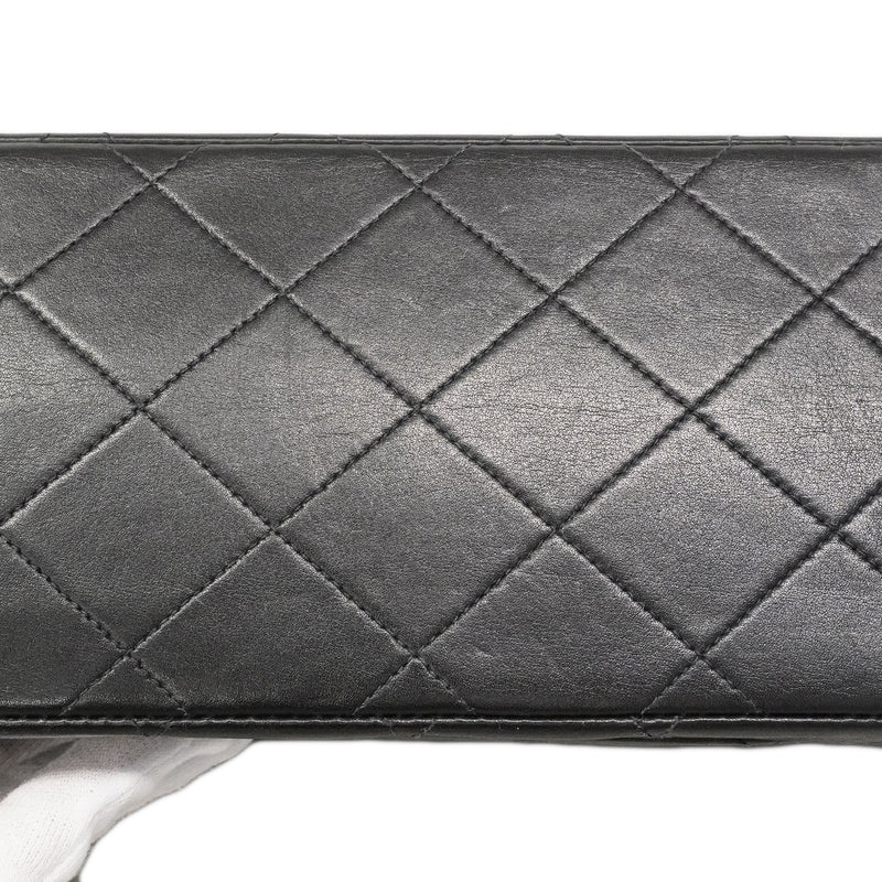 【6gd4855】シャネル ショルダーバッグ デカマトラッセ Wチェーン ラムスキン ブラック ゴールド金具【中古】レディース