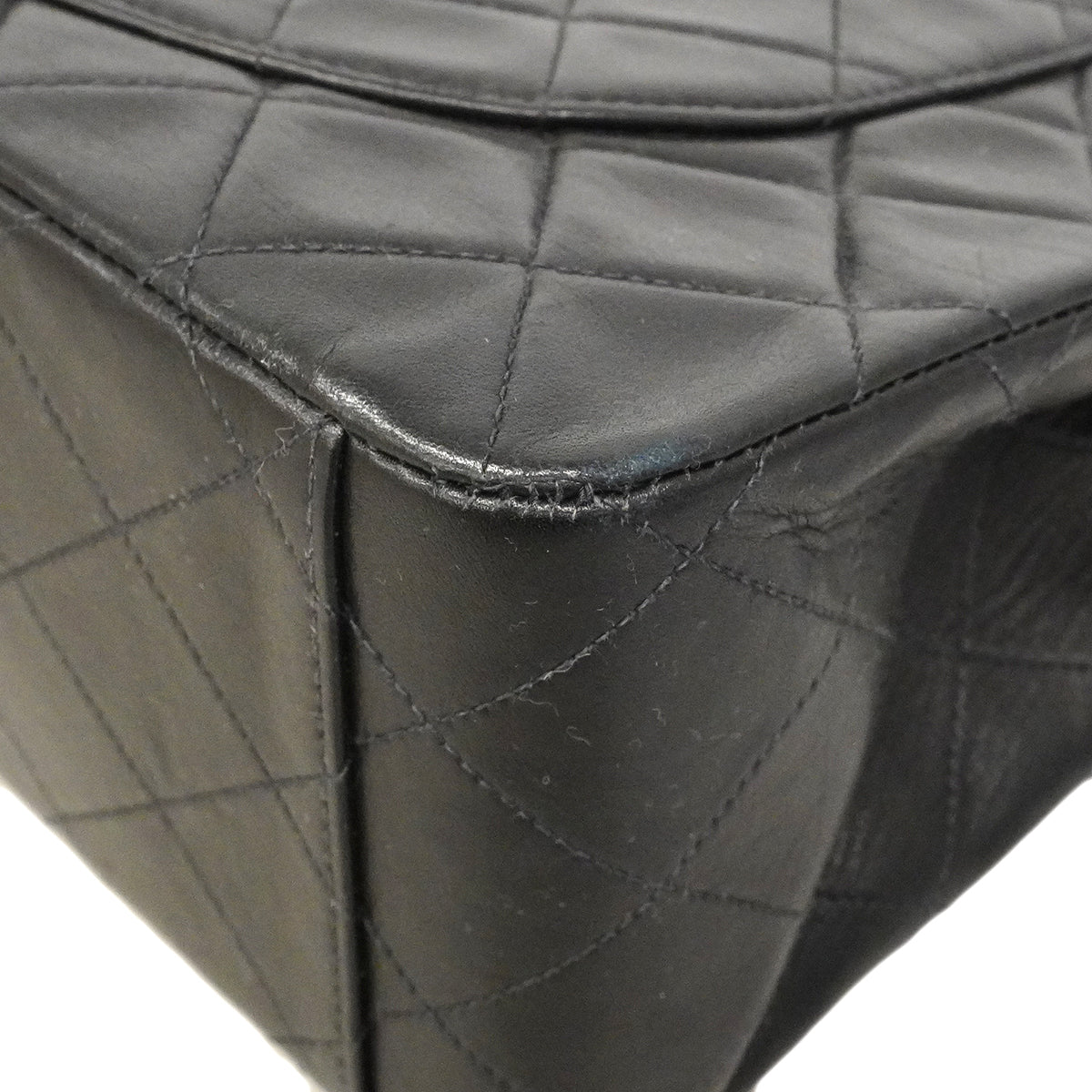 【6gd4855】シャネル ショルダーバッグ デカマトラッセ Wチェーン ラムスキン ブラック ゴールド金具【中古】レディース