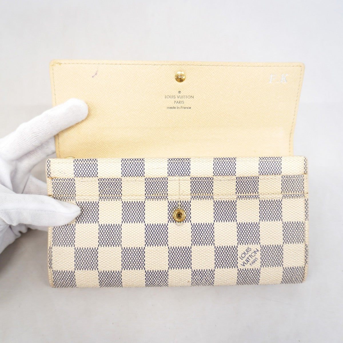 【6gd4878】ルイヴィトン 長財布 ダミエ・アズール ポルトフォイユサラ N61735 ホワイト【中古】レディース