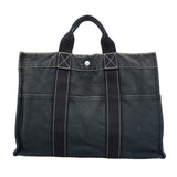 【6gd4881】エルメス トートバッグ ドーヴィルMM キャンバス ブラック シルバー金具【中古】レディース