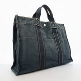 【6gd4881】エルメス トートバッグ ドーヴィルMM キャンバス ブラック シルバー金具【中古】レディース
