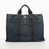 【6gd4881】エルメス トートバッグ ドーヴィルMM キャンバス ブラック シルバー金具【中古】レディース
