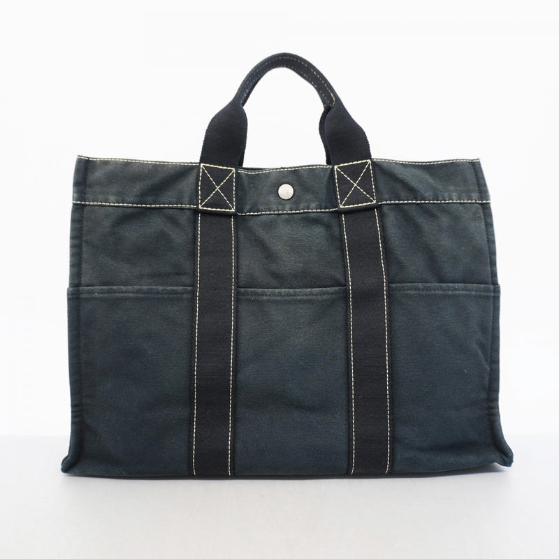 【6gd4881】エルメス トートバッグ ドーヴィルMM キャンバス ブラック シルバー金具【中古】レディース