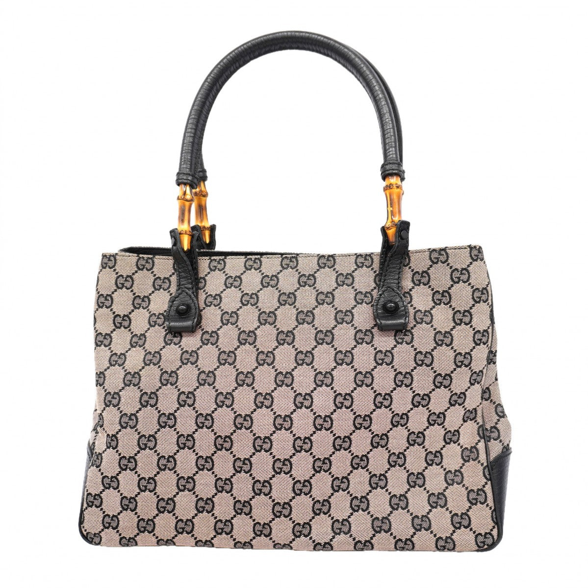 【6gd4891-k】グッチ トートバッグ GGキャンバス/バンブー 112526 キャンバス ピンク ブラック シルバー金具【中古】レディース