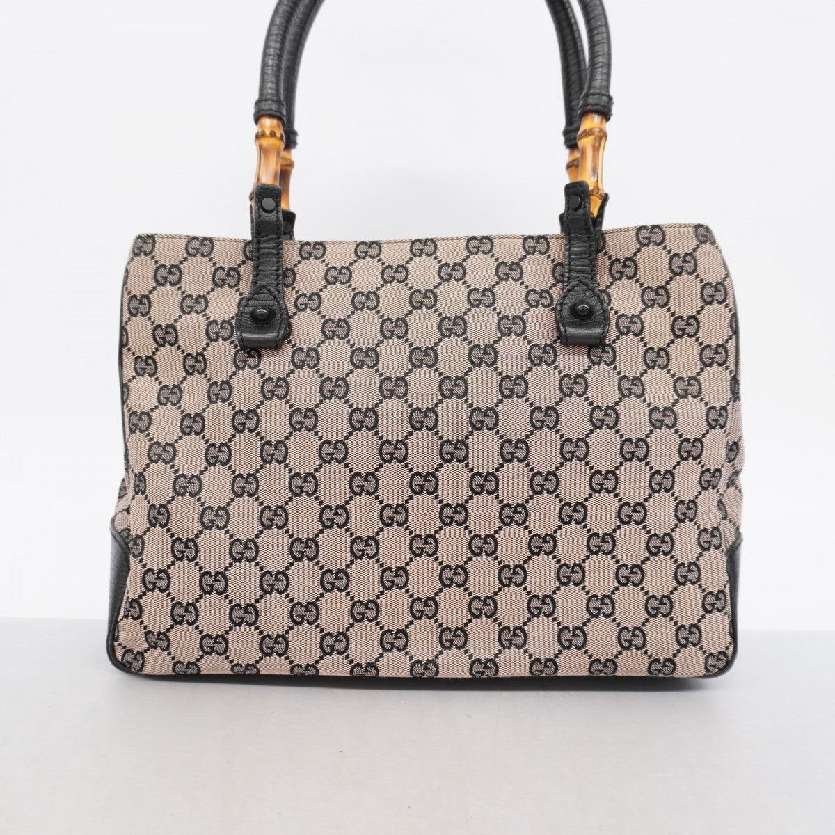 【6gd4891-k】グッチ トートバッグ GGキャンバス/バンブー 112526 キャンバス ピンク ブラック シルバー金具【中古】レディース