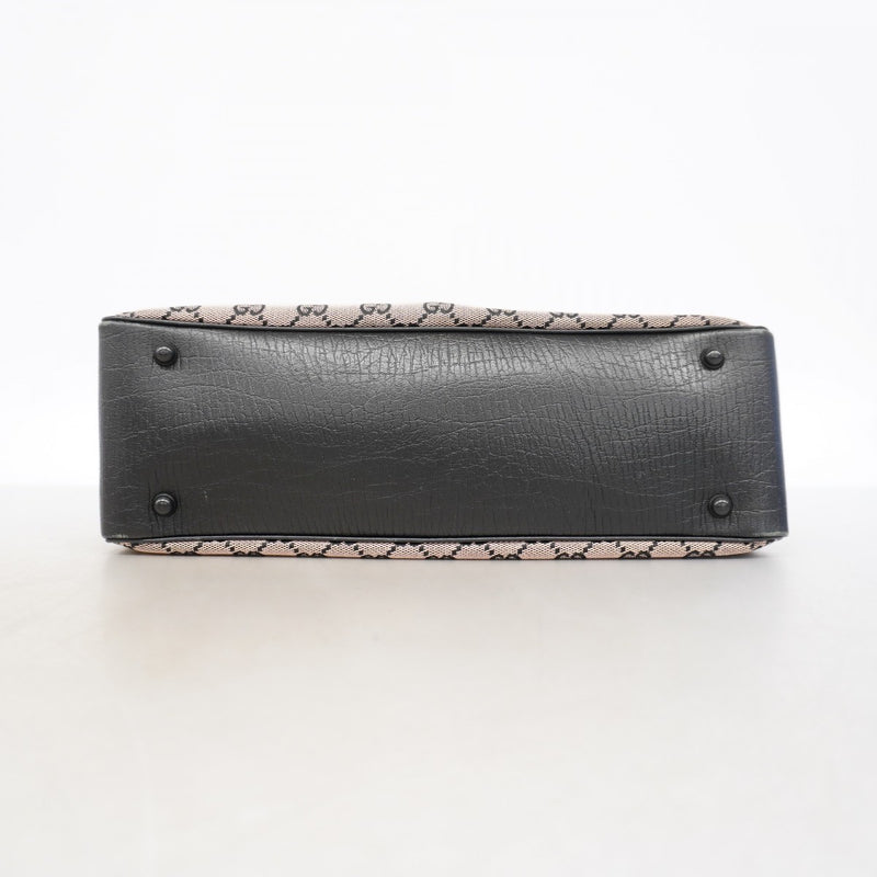 【6gd4891-k】グッチ トートバッグ GGキャンバス/バンブー 112526 キャンバス ピンク ブラック シルバー金具【中古】レディース