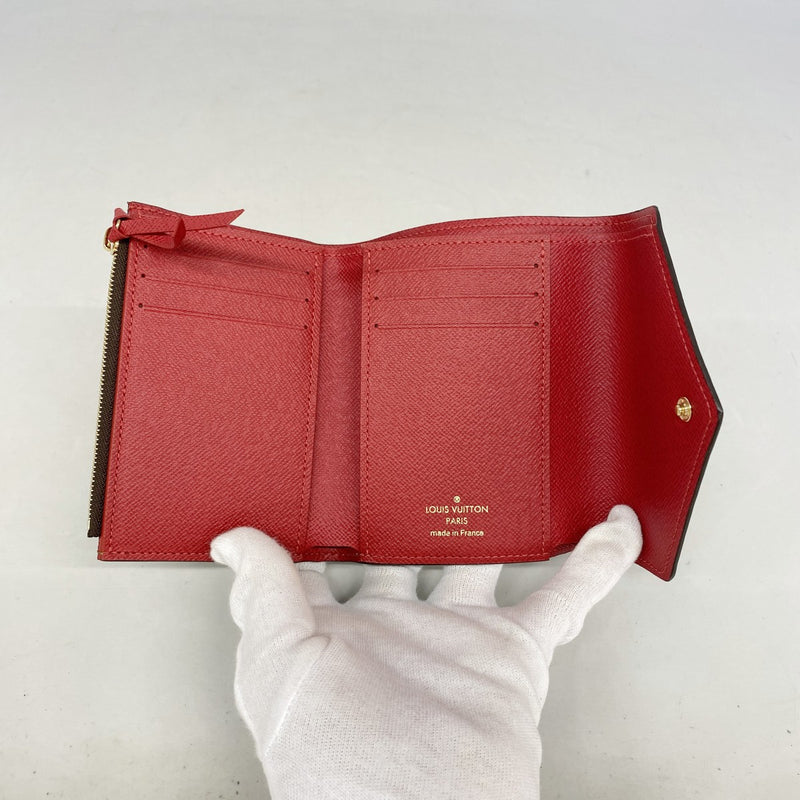 【6gd4908】ルイヴィトン 三つ折り財布 ダミエ ポルトフォイユヴィクトリーヌ N41659 エベヌ【中古】レディース