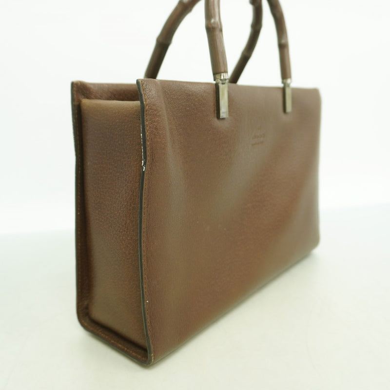 【6gd4922-k】グッチ ハンドバッグ バンブー 002 1035 レザー ブラウン シルバー金具【中古】レディース